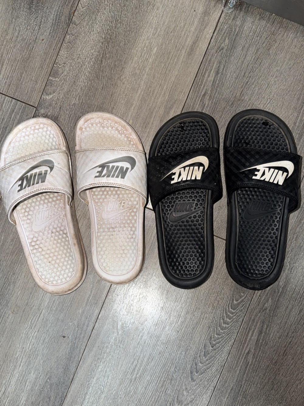 Nike Slide Sandals in Black & Cream - Pair of Two